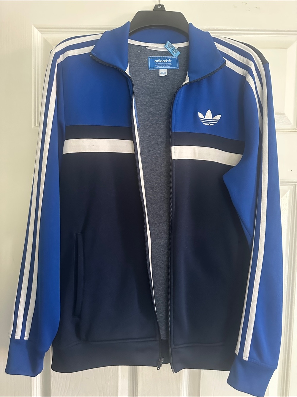 adidasRoyal Blue & Navy Track Jacket with White Stripes very well taken care of